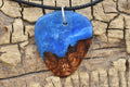 Honduran Rosewood Burl Guitar Pick Pendant: Caribbean Blue Resin Necklace