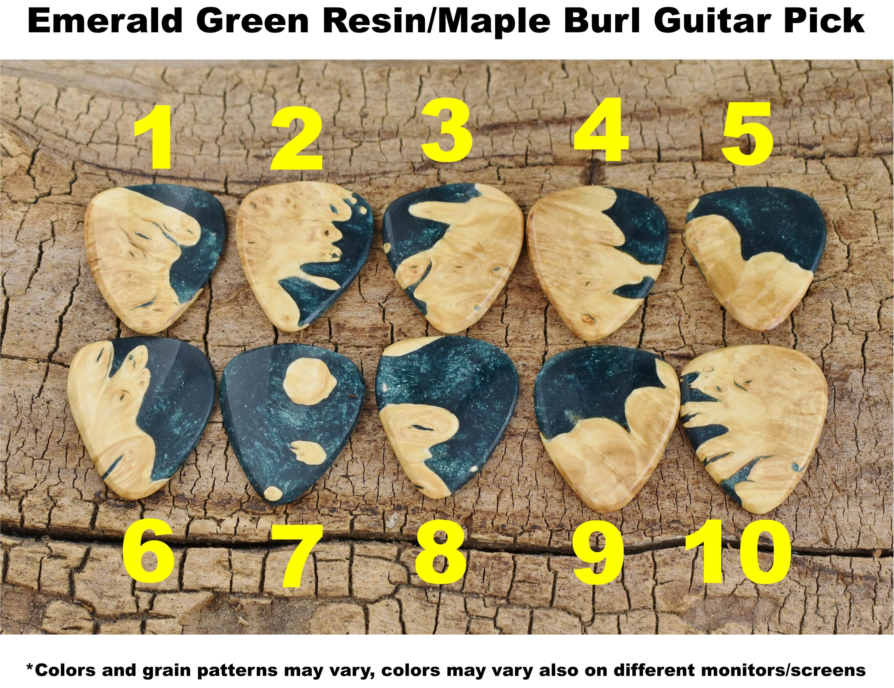Handmade Resin Maple Burl Wood Guitar Pick