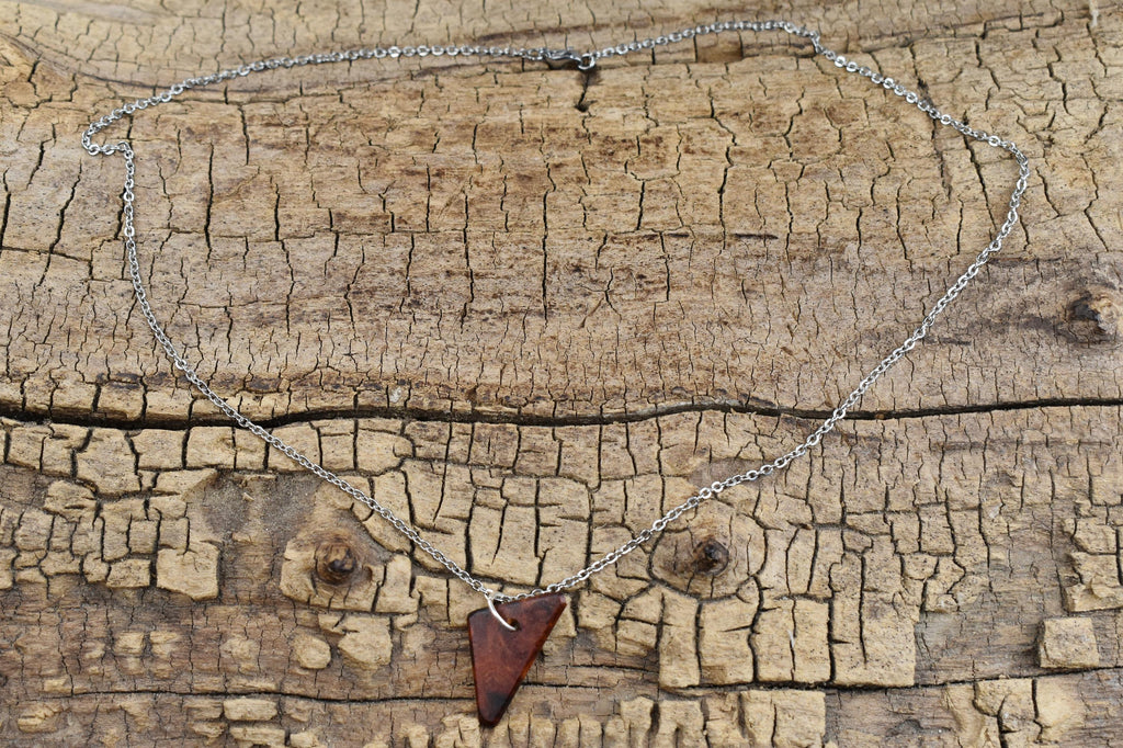 Bloodwood Burl Wood Pendant Necklace: Handmade Belize Wood, 20 inch Chain