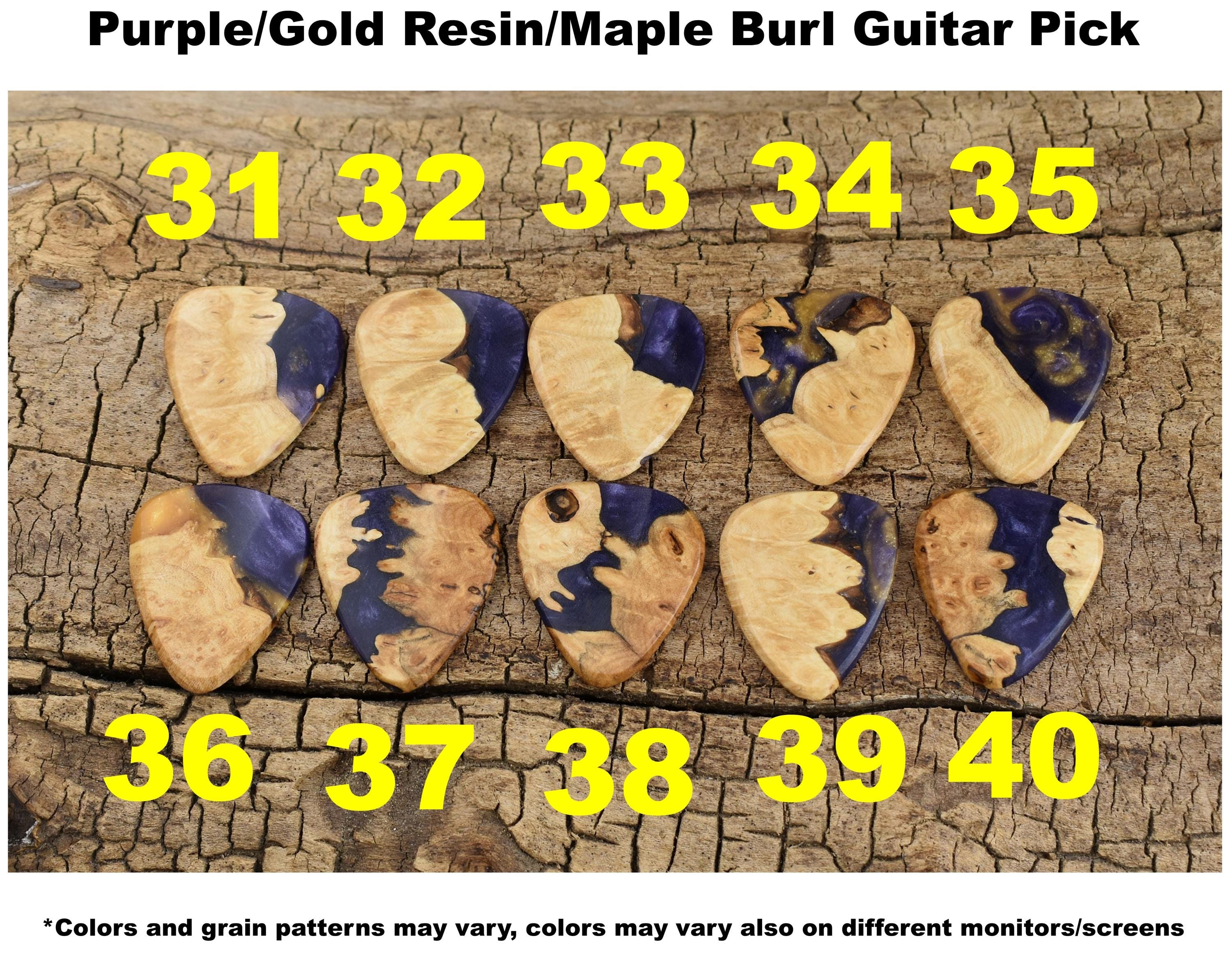 Handmade Resin Maple Burl Wood Guitar Pick