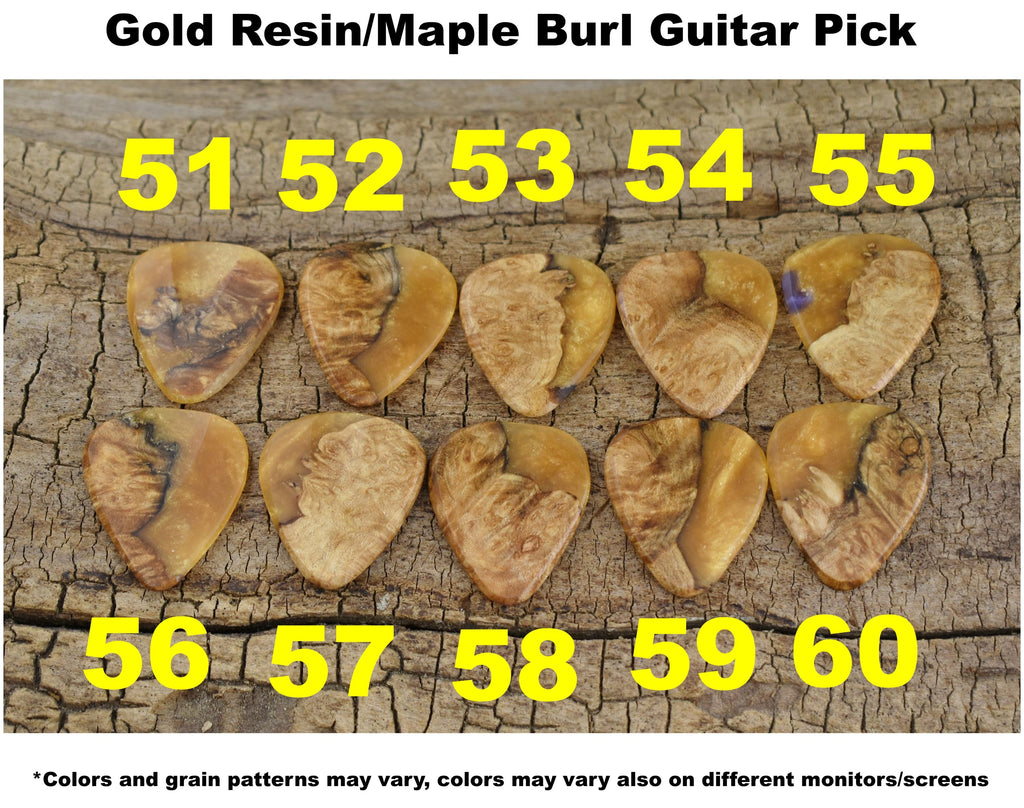 Handmade Resin Maple Burl Wood Guitar Pick