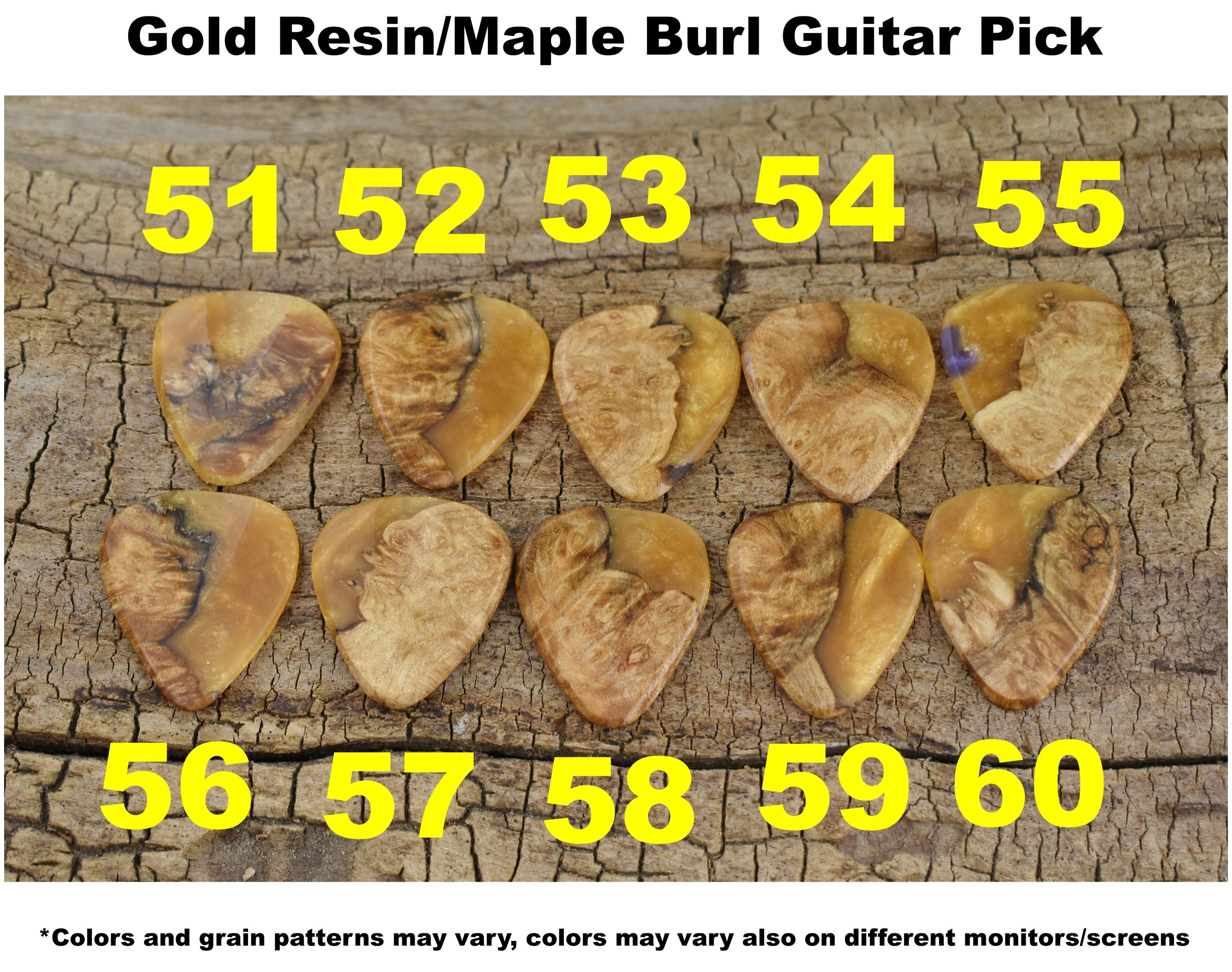 Handmade Resin Maple Burl Wood Guitar Pick
