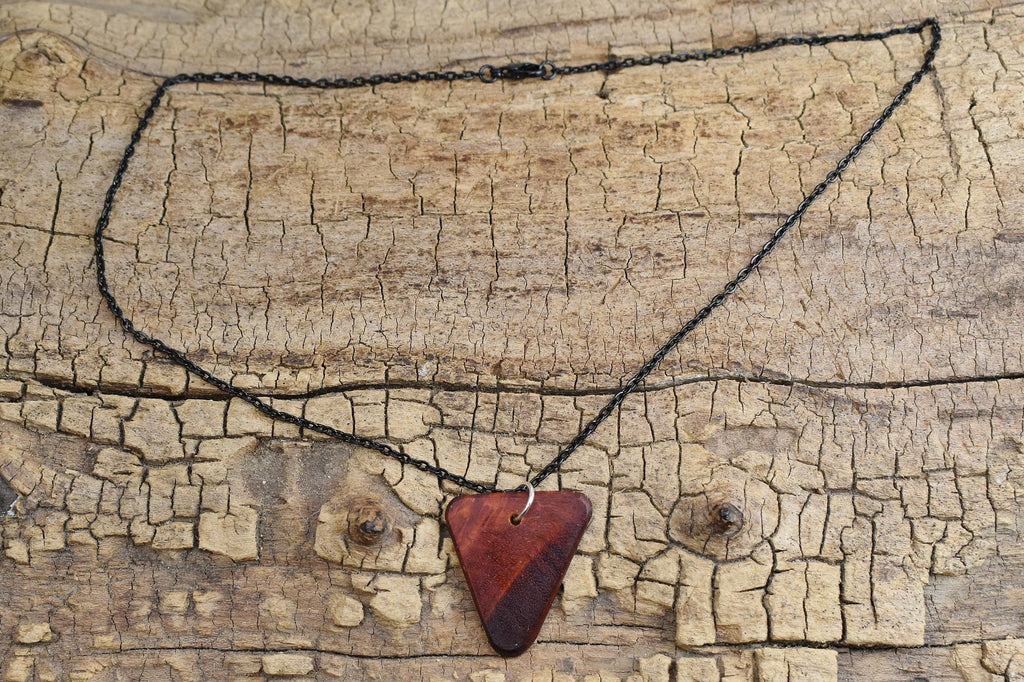 Handmade Bloodwood Burl Wood Pendant Necklace - Belize Rare Wood
