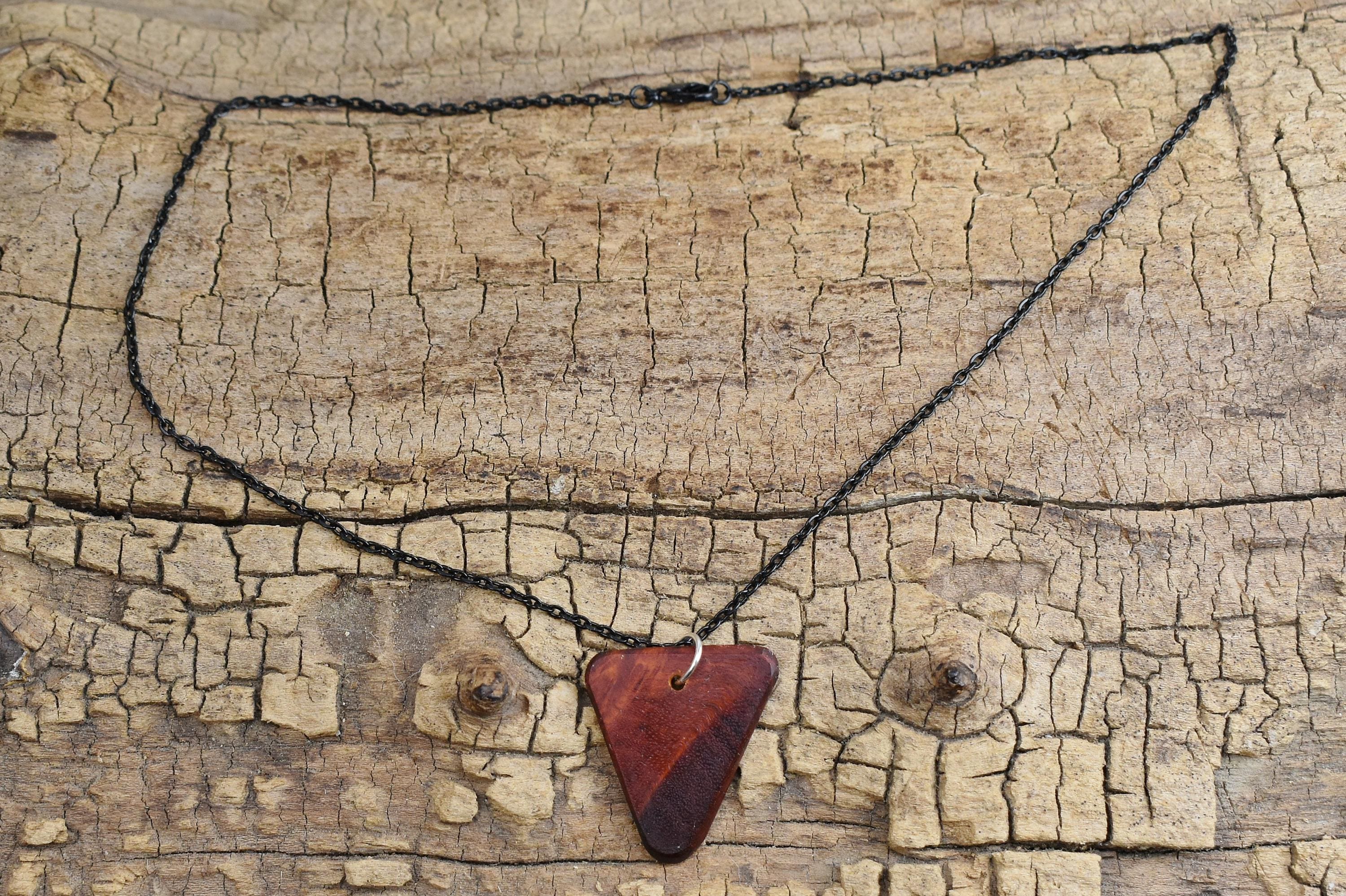 Handmade Bloodwood Burl Wood Pendant Necklace - Belize Rare Wood