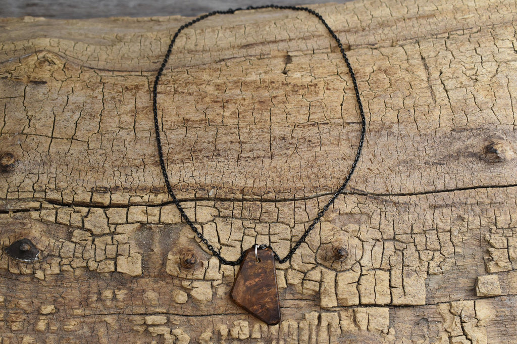 Caribbean Rosewood Burl Wood Pendant Necklace: 20 inch Chain