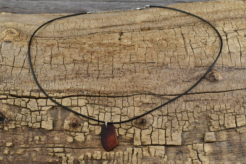 Handmade Lilac Burl Wood Pendant Necklace: Adjustable 18-20 inch