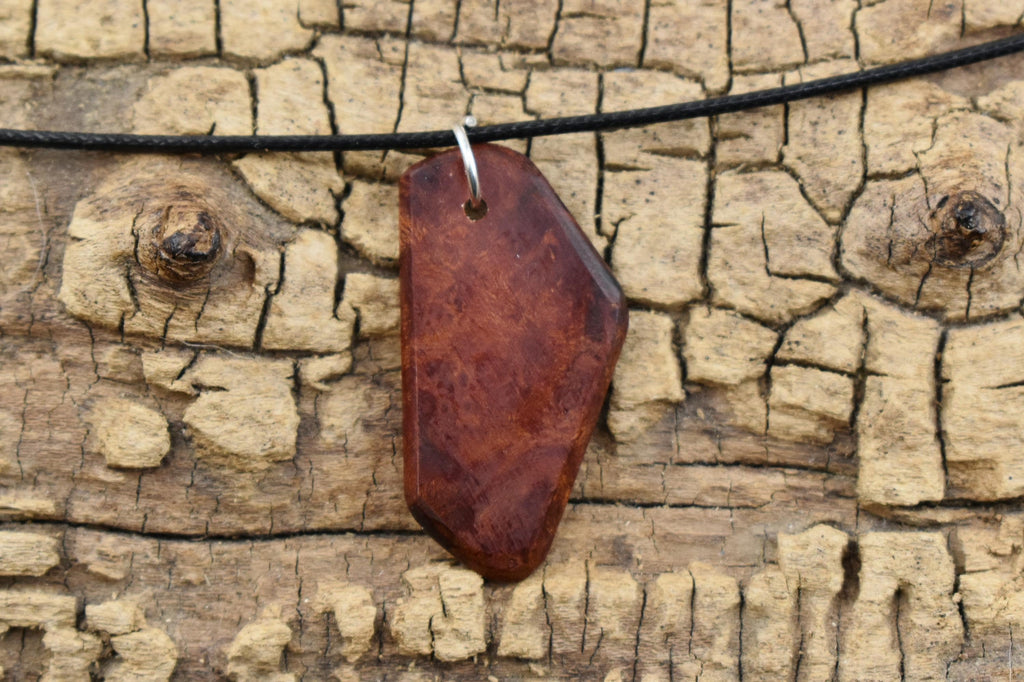 Handmade Lilac Burl Wood Pendant Necklace: Adjustable 18-20 inch