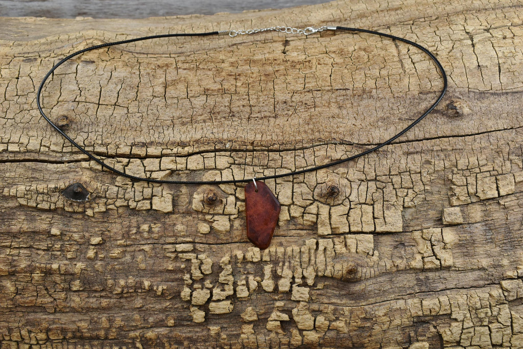 Handmade Lilac Burl Wood Pendant Necklace: Adjustable 18-20 inch