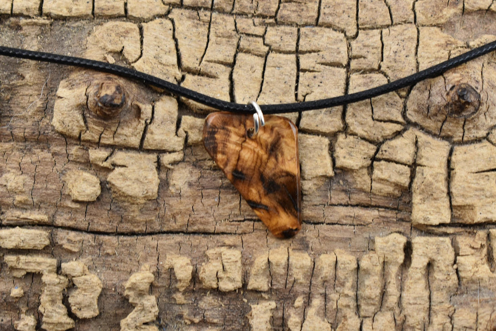 Olivewood Burl Wood Pendant Necklace - Adjustable  Adjustable 18-20 inch Jewelry
