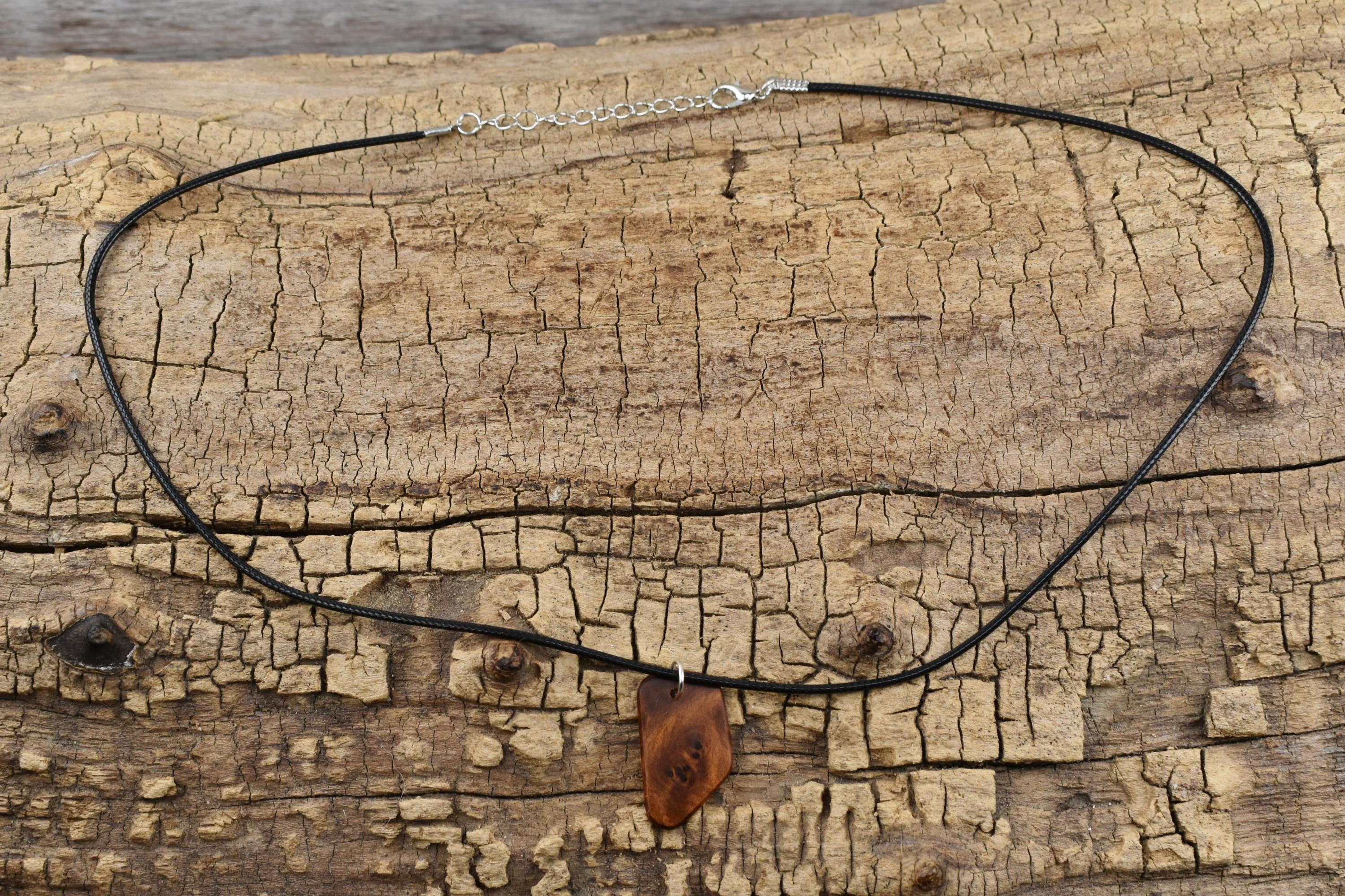 Handmade Moroccan Thuya Burl Wood Pendant Necklace -  (18-20inch Adjustable)