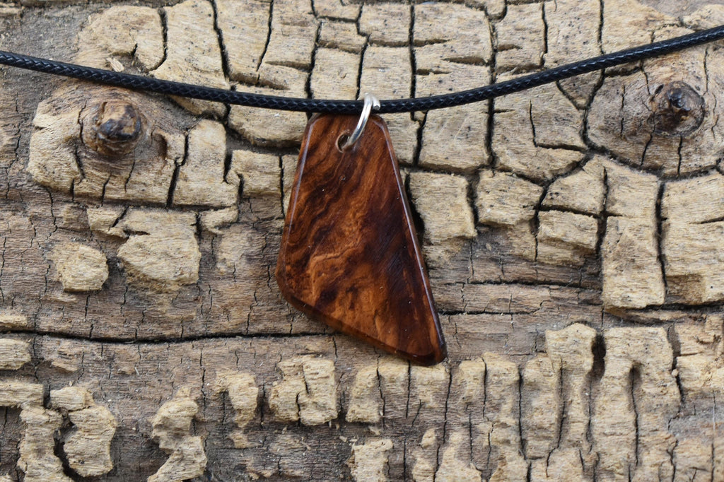 Handmade Honduran Rosewood Burl Wood Pendant Necklace (18-20inch Adjustable)