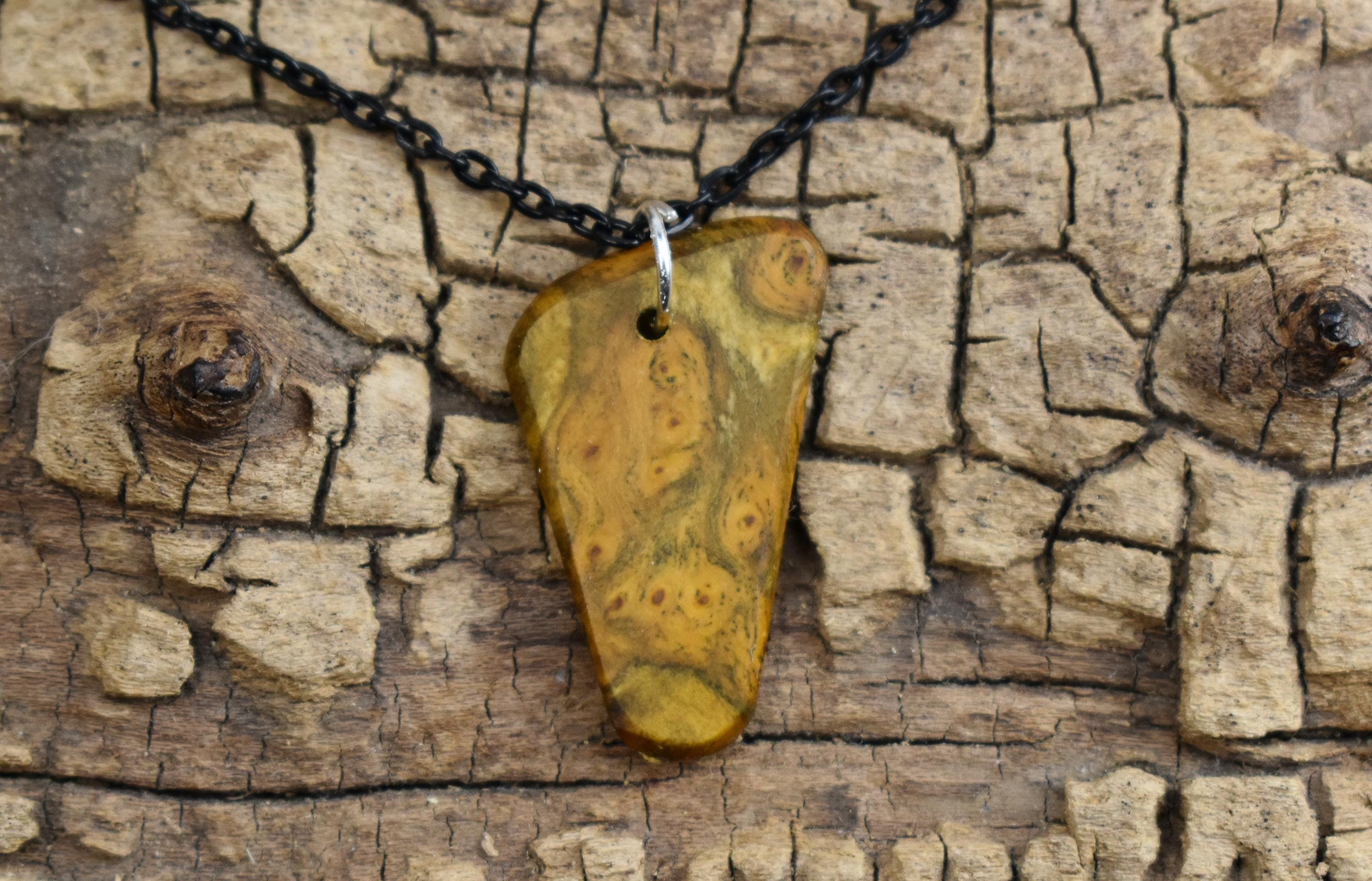 Cheesewood Burl Wood Pendant Necklace - Handmade with 18 inch Chain