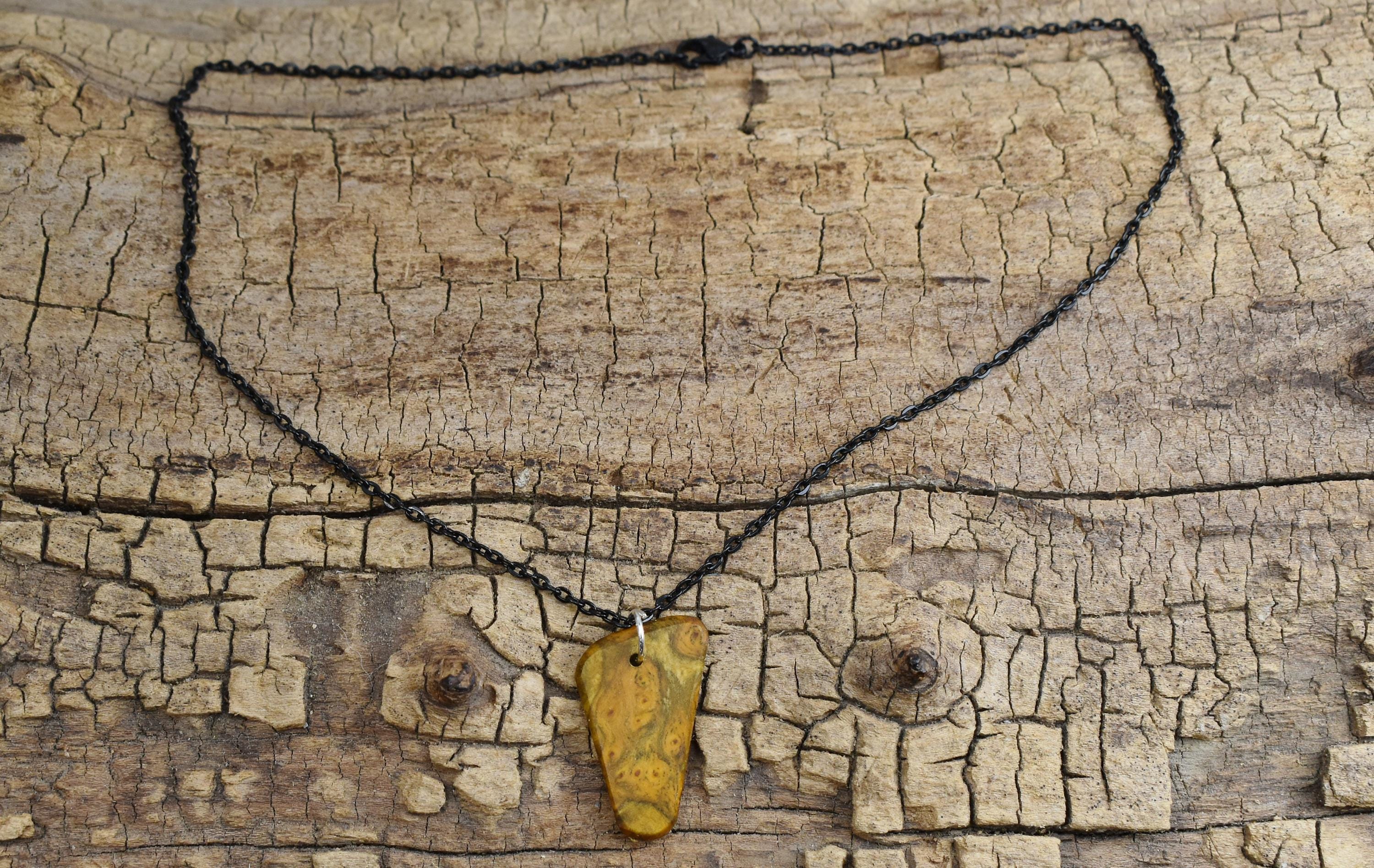 Cheesewood Burl Wood Pendant Necklace - Handmade with 18 inch Chain