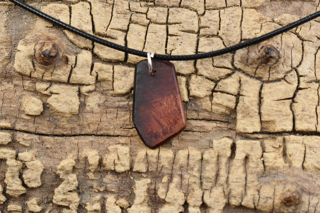Handmade Lilac Burl Wood Pendant Necklace: Adjustable 18-20 inch