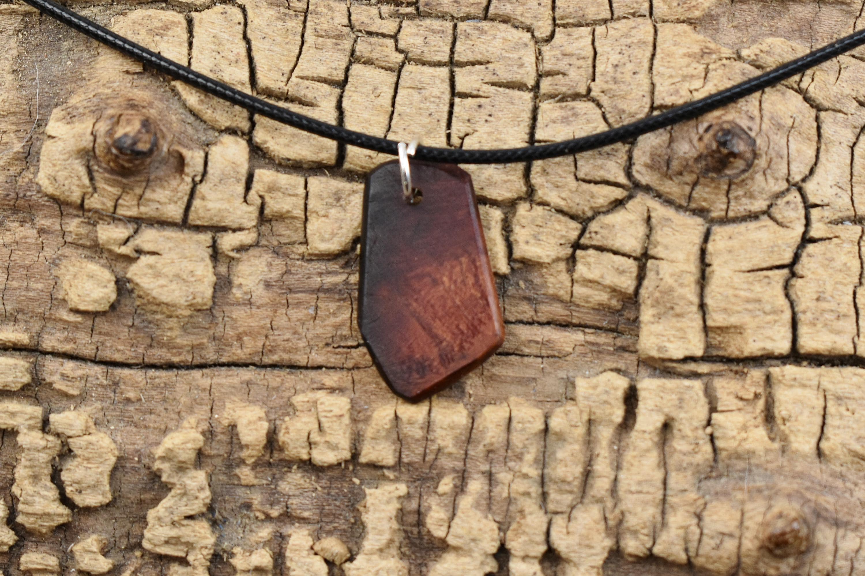 Handmade Lilac Burl Wood Pendant Necklace: Adjustable 18-20 inch