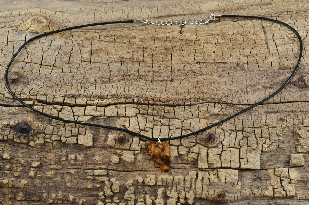 Olivewood Burl Wood Pendant Necklace - Adjustable  Adjustable 18-20 inch Jewelry