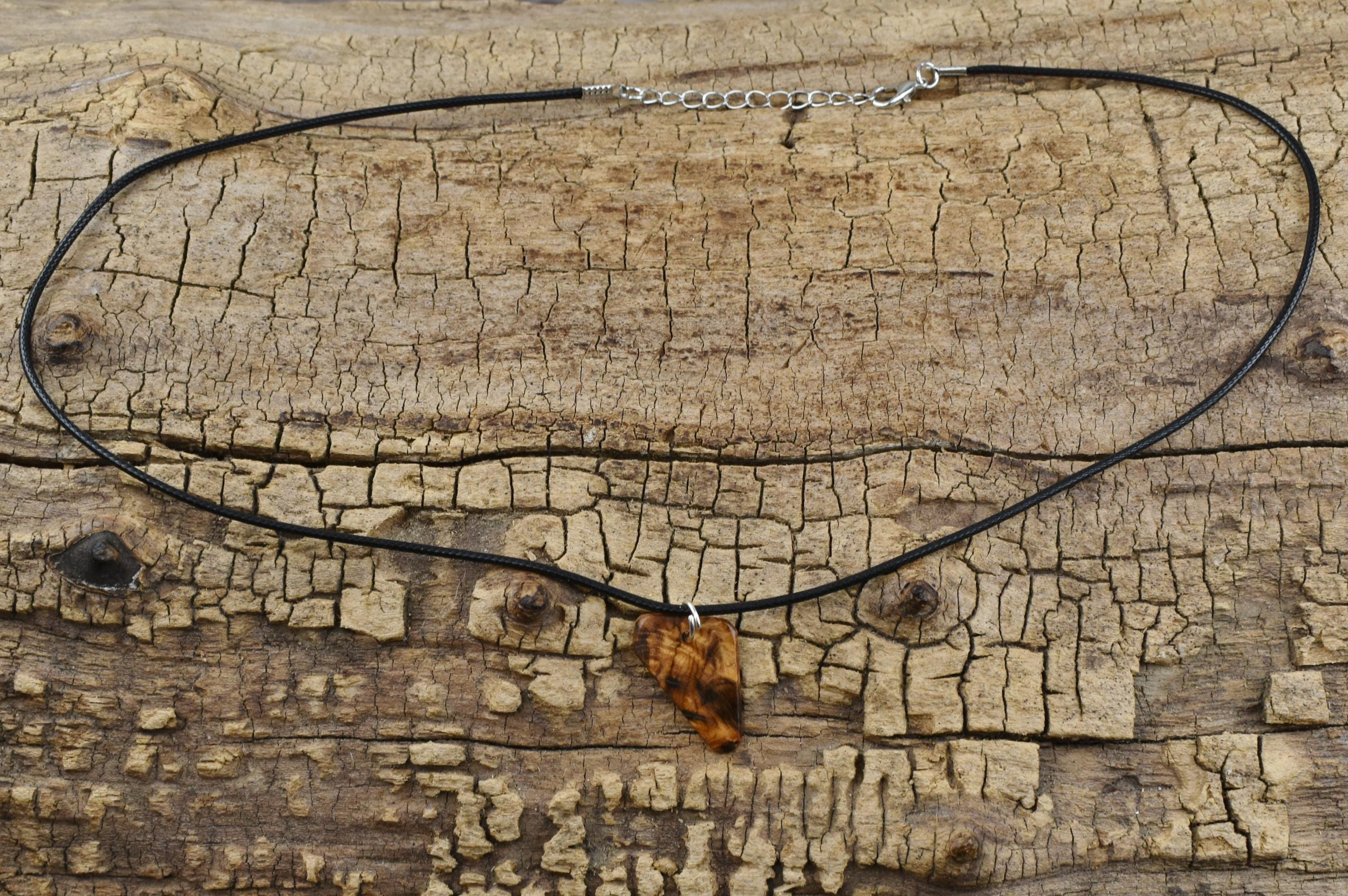 Olivewood Burl Wood Pendant Necklace - Adjustable  Adjustable 18-20 inch Jewelry