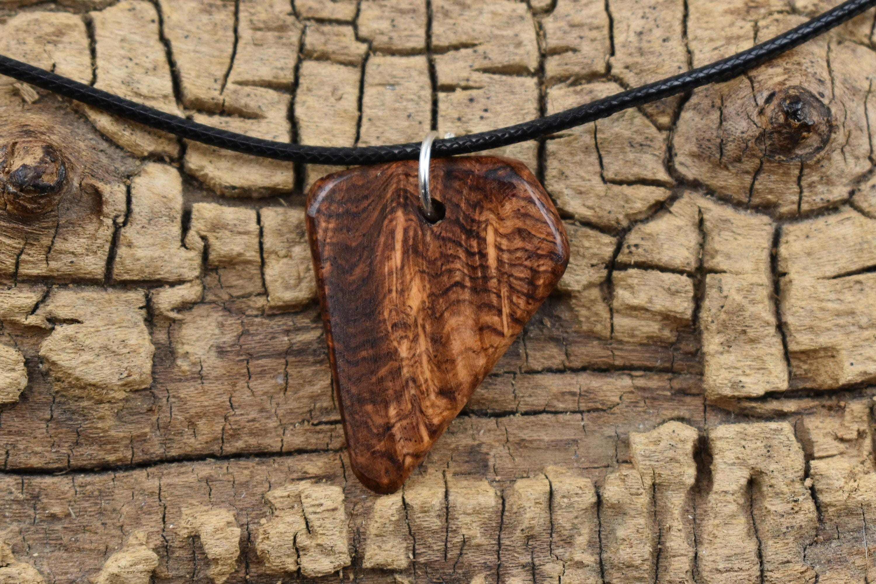 Handmade Honduran Rosewood Burl Wood Pendant Necklace (18-20inch Adjustable)