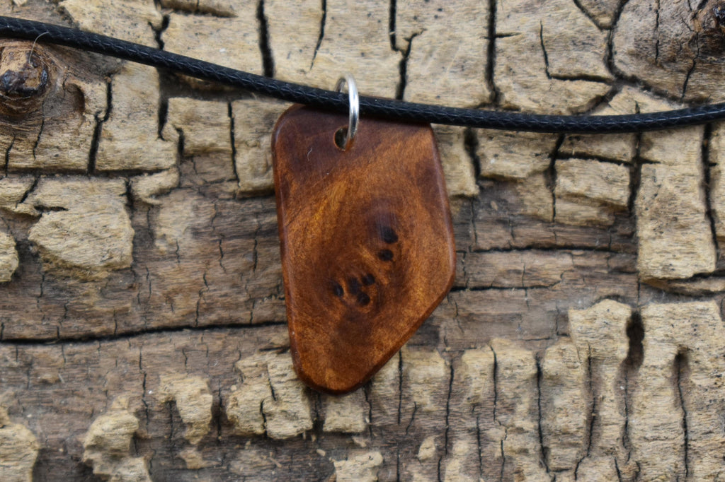Handmade Moroccan Thuya Burl Wood Pendant Necklace -  (18-20inch Adjustable)