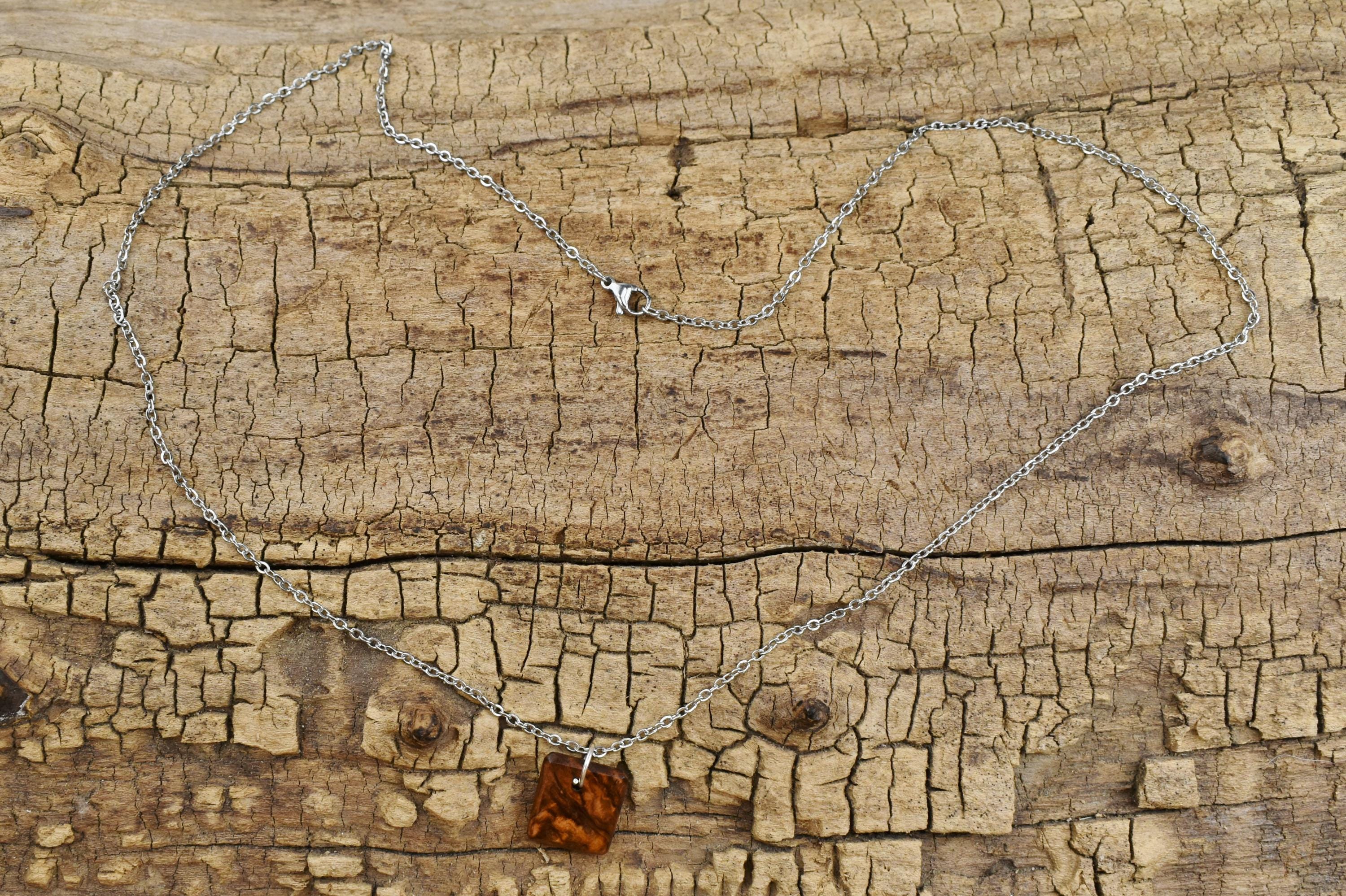 Honduran Rosewood Burl Wood Pendant Necklace - Handmade Wood Pendant - Rare Wood Necklace - 24 inch Long Chain