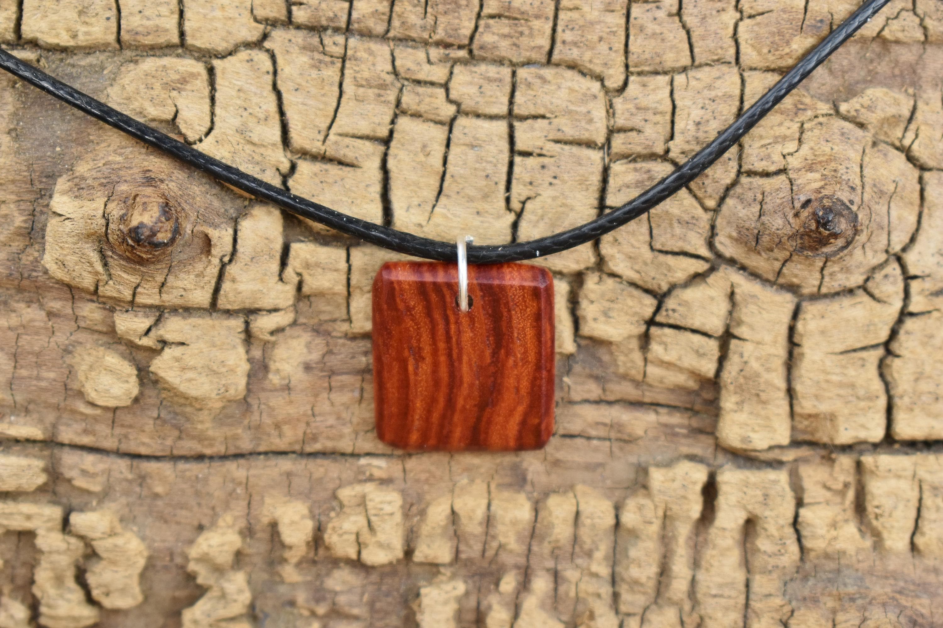 Brazilian Tulipwood Pendant Necklace - Adjustable 18-20 inch