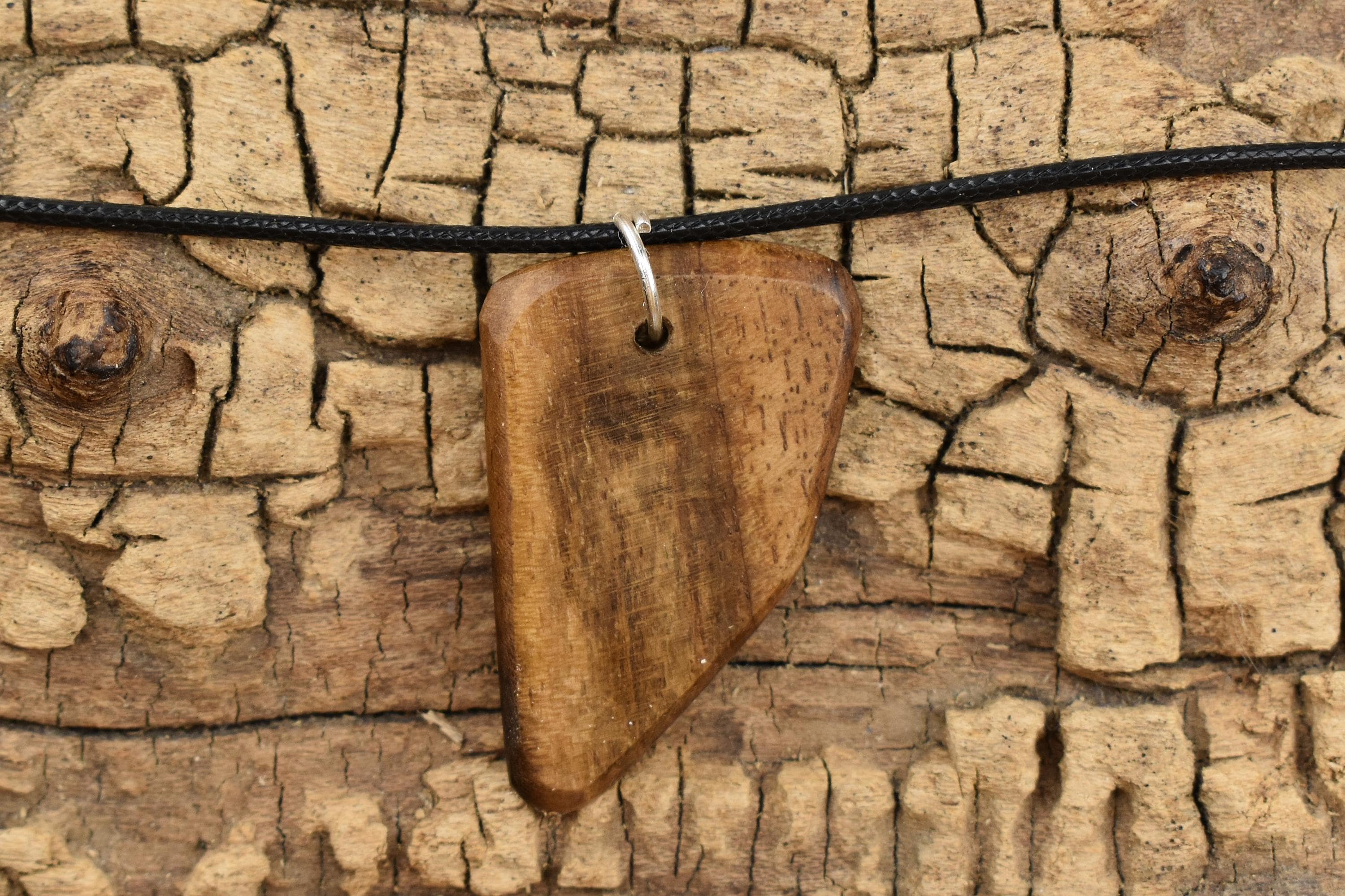 English Walnut Wood Pendant Necklace - Adjustable 18-20 inch